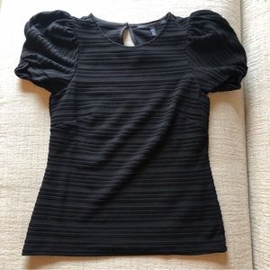 White House Black Market Black Short Sleeve Blouse, Size XXS